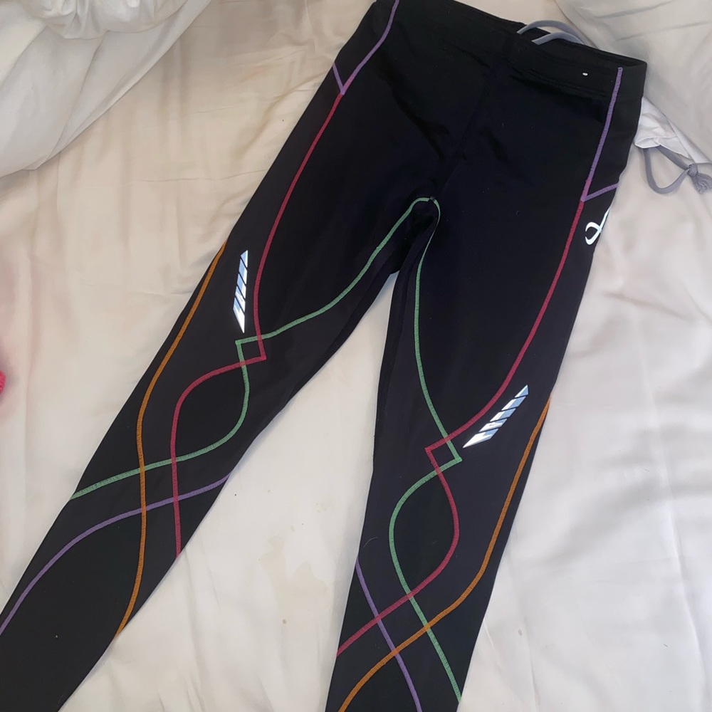 Black colorful stitch leggings